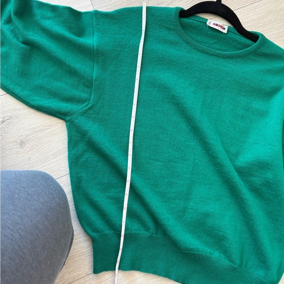 Rodier Wool Blend Crewneck Sweater Green Vintage French Knit Small/Medium - Picture 9 of 9